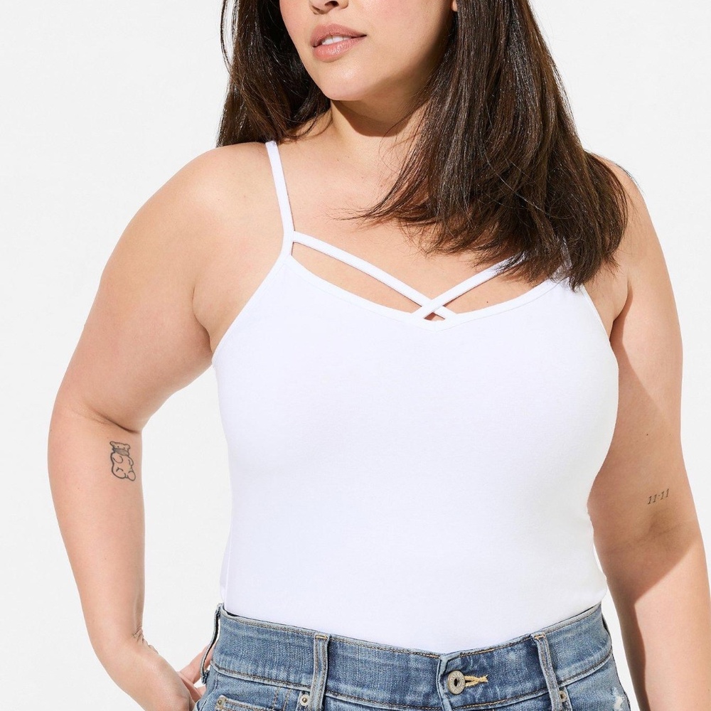 Foxy Strappy Cami (1x, White, NWT)